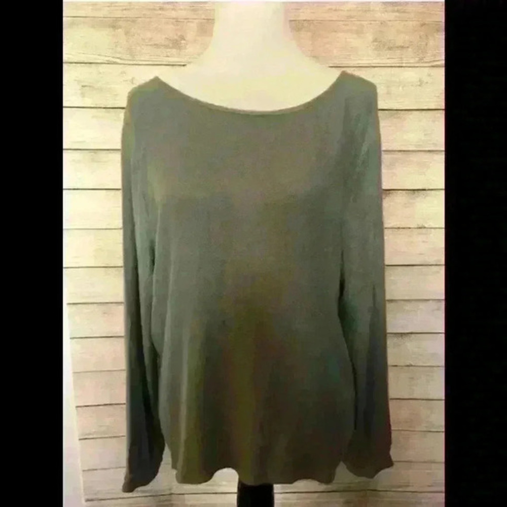 Anthropologie Cloth & Stone Green Blouse Tie-Back Top NWOT